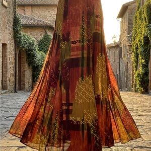 Ruby Rd. Vibrant Maxi Skirt in Red and Green